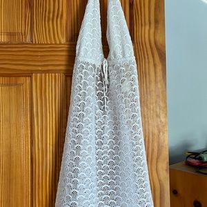 Tween halter top white boho swim cover-up. Playa by La Blanca size large.